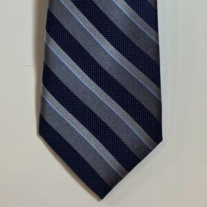 Joseph Abboud Silk Striped Blue Taupe Necktie W=3" L=58"